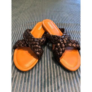 Women’s Black Braided Slide Sandals - Size 8